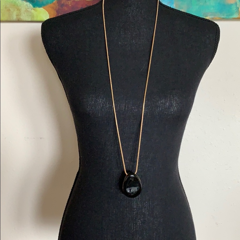 SOLD on gold necklace with black and gold pendant. - Picture 1 of 4